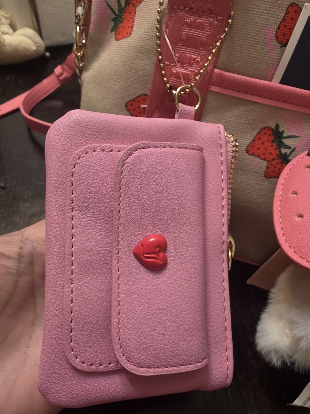 Juicy Couture Pink Heart Mirror Keychain with Pom Charm - Picture 6 of 8